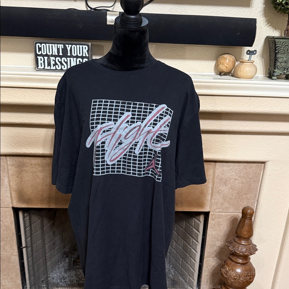 Black Graphic T-Shirt with Grid Design